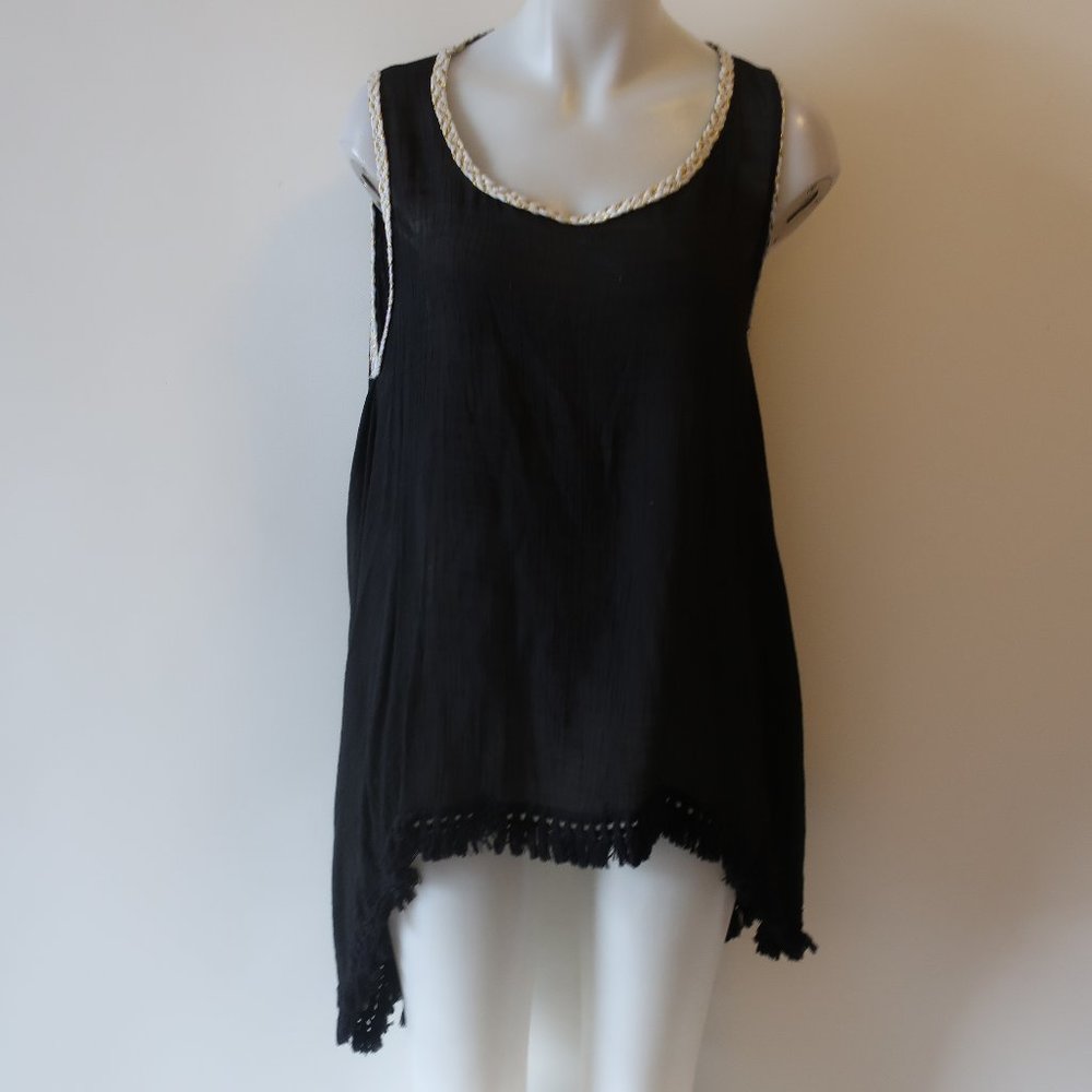 JANICE BRAIDED TRIM ASYMMETRIC SWIM COVER-UP OS *